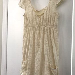 Babydoll eyelet lace minidress cream
